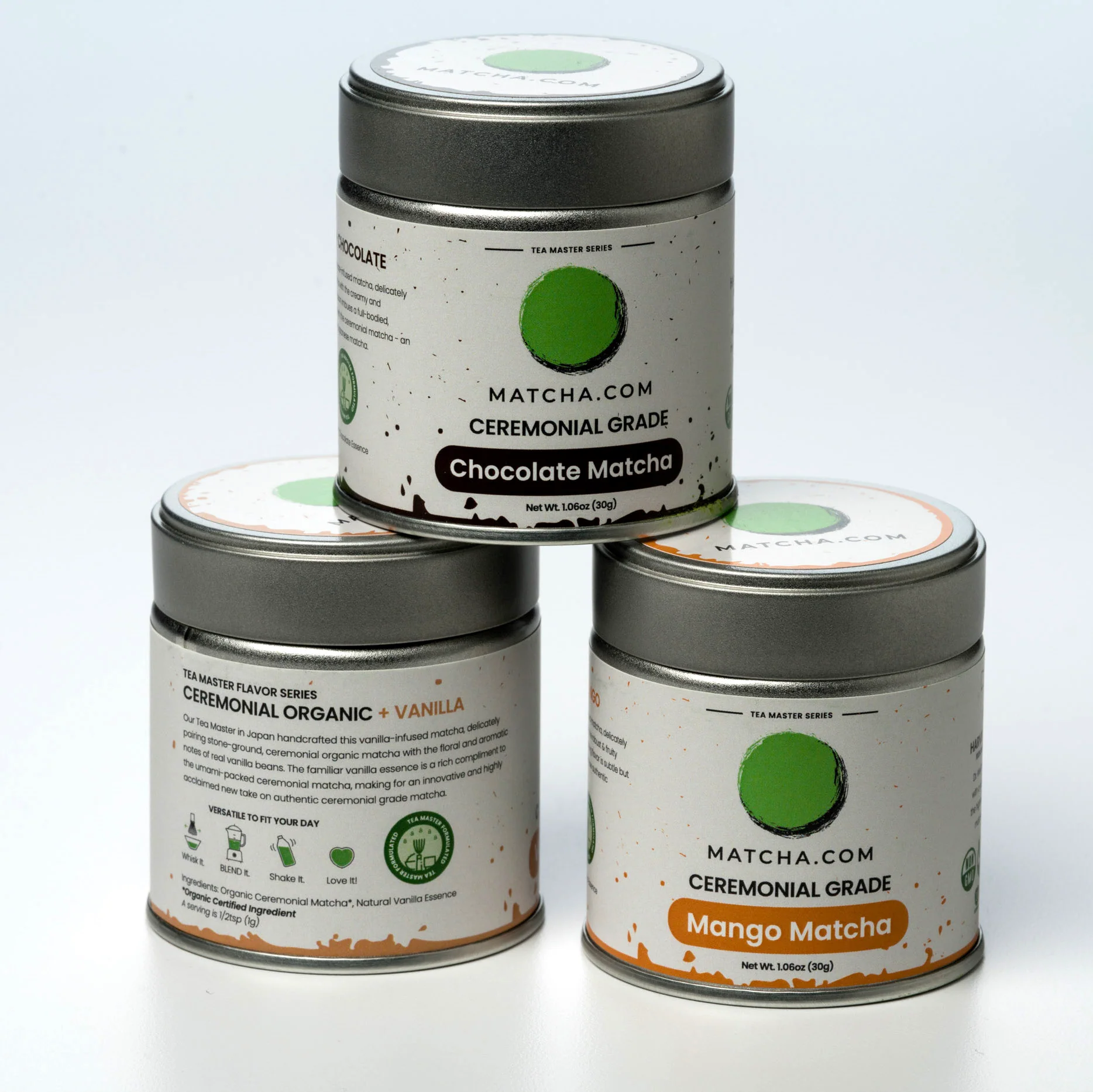 Flavored Matcha, Organic Ceremonial (Chocolate / Vanilla / Mango)